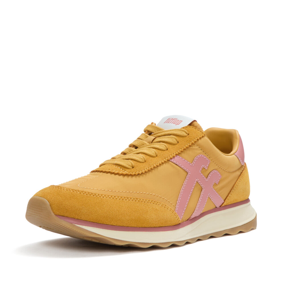 FitFlop RETRO Q FF Fabric Suede Sneakers Turmeric Desert Blush A5P fitflop-retro-q-ff-fabric-suede-sneakers-turmeric-desert-blush-a5p