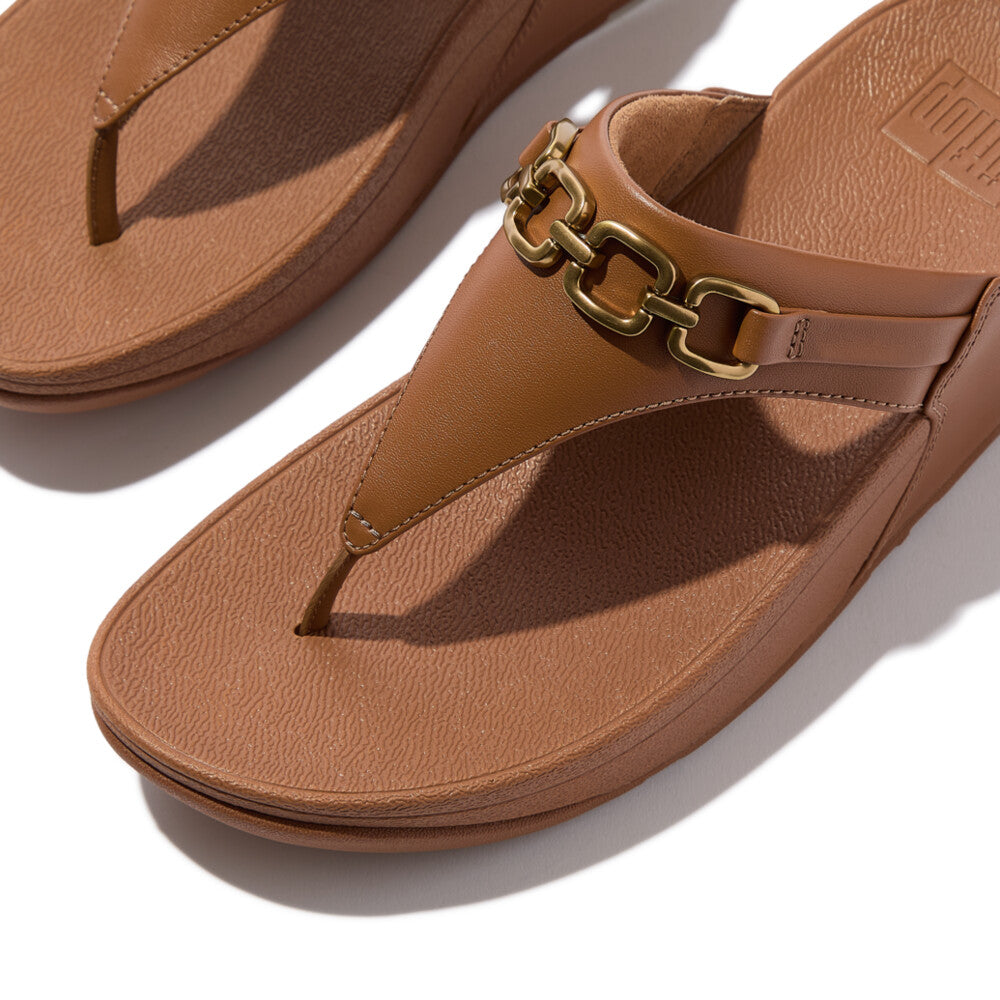 FitFlop Lulu Leather Toe-Post Sandals Bronze