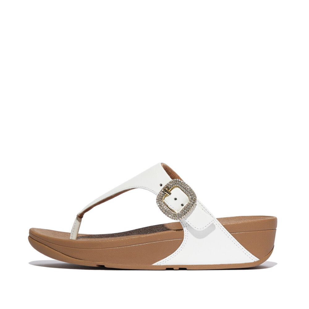 Luluです。 FitFlop LULU Crystal-Buckle Leather Toe-Post Sandals - Urban White