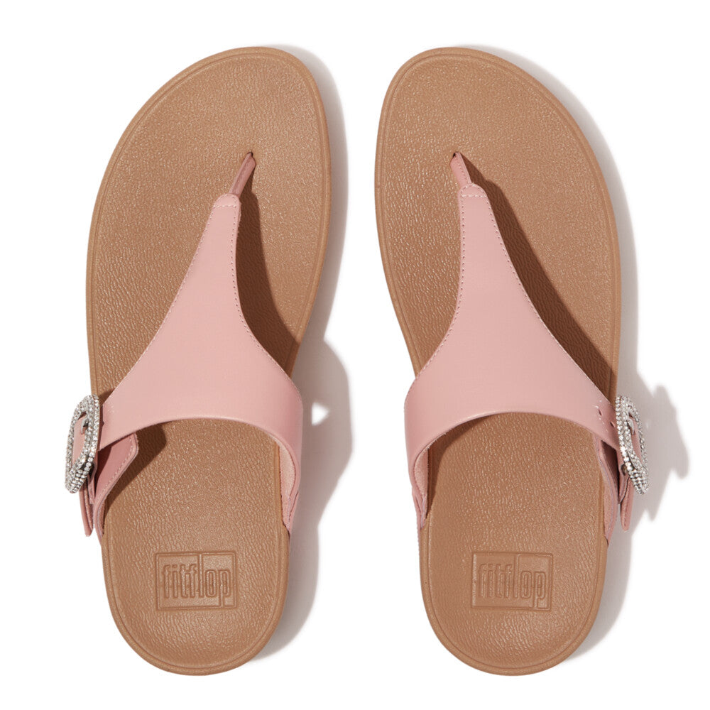 Fitflop Women Lulu Crystal-Buckle Leather Toe-Post Sandals |HN9-B37| Mauve Wine