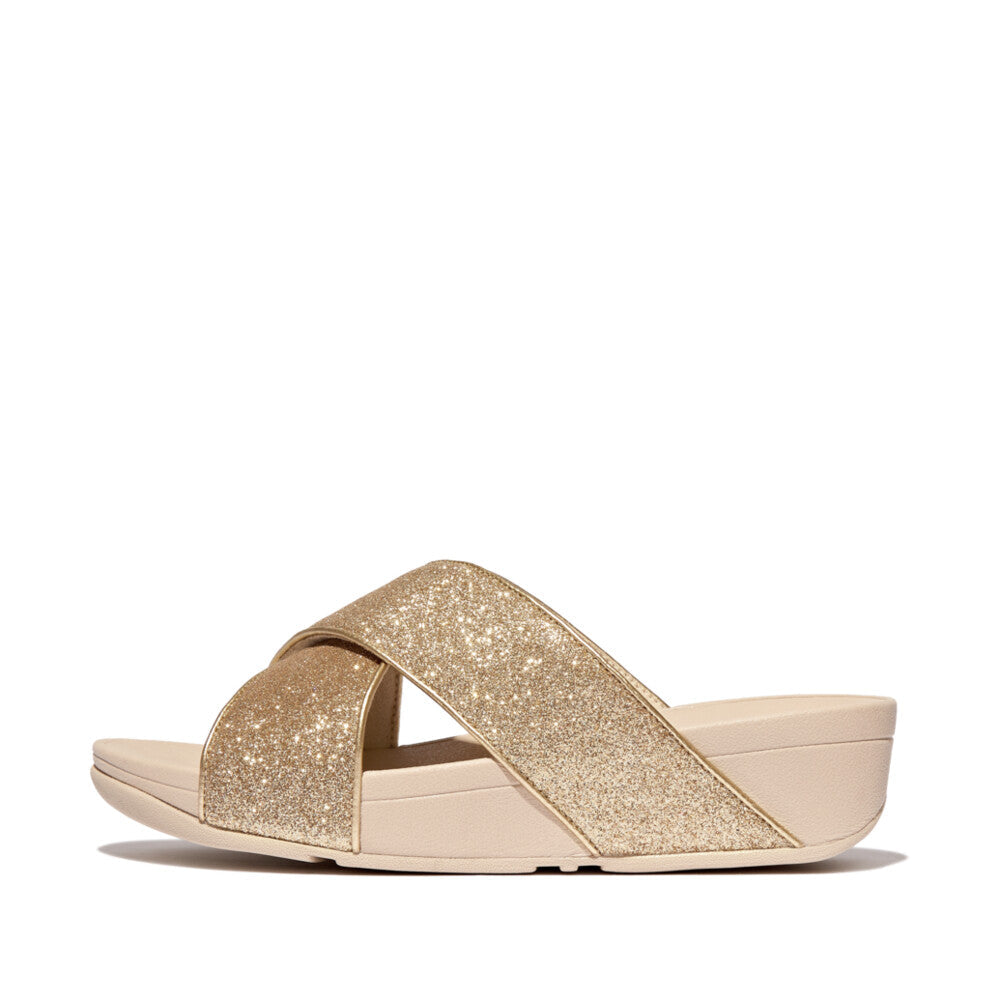 S⭐︎ FitFlop LULU Glitterdust Cross Slides - Platino(IK6-675) – FitFlop