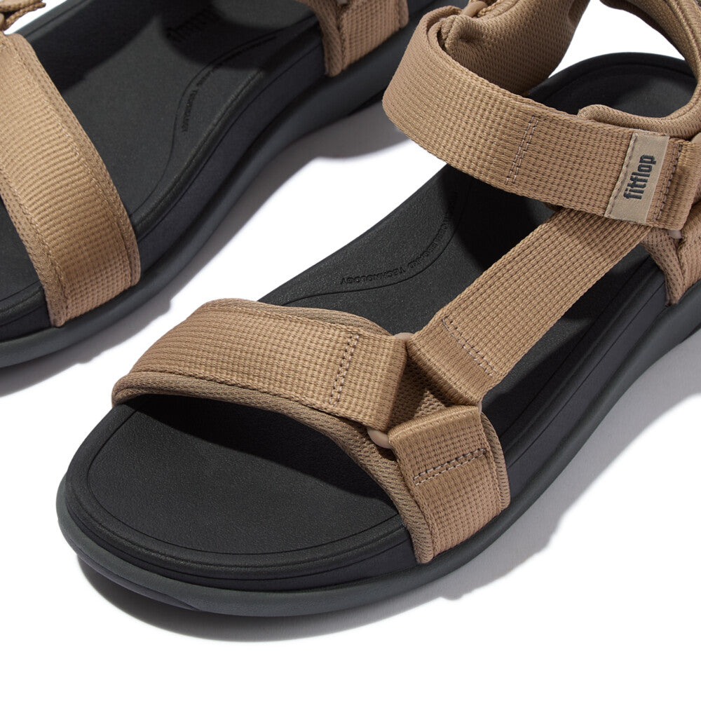 FitFlop Mens F-Mode Go Adjustable Two Bar Slide Sandals - All Black