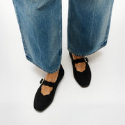 DELICATO  Wave-Edge Canvas Mary Janes