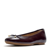 DELICATO Bow Textured Patent-Leather Ballet Flats