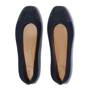 DELICATO Crystal Cap-Toe Denim Ballet Flats