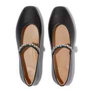 DELICATO Pearls & Crystal Leather Ballet Flats
