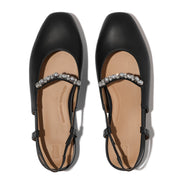 DELICATO Pearls-And-Crystal Leather Slingbacks
