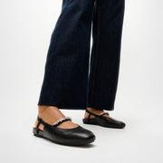 DELICATO Pearls-And-Crystal Leather Slingbacks