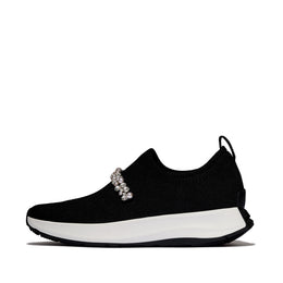 F-MODE Flow Pearls Crystal Knit Slip-On Sneakers