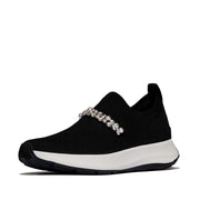 F-MODE Flow Pearls Crystal Knit Slip-On Sneakers