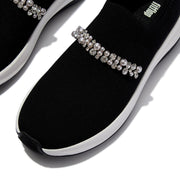 F-MODE Flow Pearls Crystal Knit Slip-On Sneakers