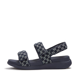 F-MODE GO Checkerboard-Denim Back-Strap Sandals
