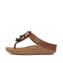 FINO Bead-Cluster Toe-Post Sandals - Terracotta Tan