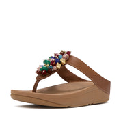 FINO Bead-Cluster Toe-Post Sandals - Terracotta Tan
