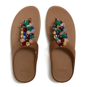 FINO Bead-Cluster Toe-Post Sandals - Terracotta Tan