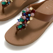FINO Bead-Cluster Toe-Post Sandals - Terracotta Tan