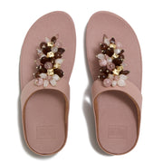 FINO Bead-Cluster Toe-Post Sandals - Clay Blush Multi