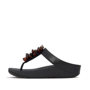 FINO Bead-Cluster Toe-Post Sandals - Black/Brown