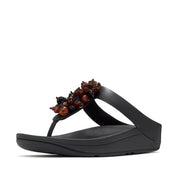 FINO Bead-Cluster Toe-Post Sandals - Black/Brown