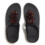 FINO Bead-Cluster Toe-Post Sandals - Black/Brown