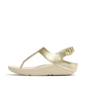 FINO Crystal-Mix Metallic T-Strap Sandals