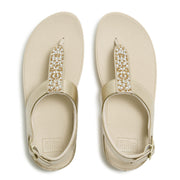 FINO Crystal-Mix Metallic T-Strap Sandals