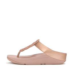 FINO Crystal-Twist Metallic Toe-Post Sandals