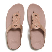FINO Crystal-Twist Metallic Toe-Post Sandals