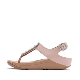 FINO Pearls & Crystal Back-Strap Toe-Post Sandals