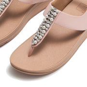 FINO Pearls & Crystal Back-Strap Toe-Post Sandals