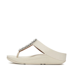 FINO Pearls-And-Crystal Toe-Post Sandals