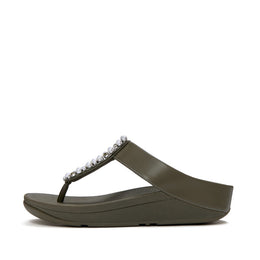 FINO Pearls-And-Crystal Toe-Post Sandals