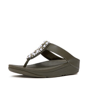 FINO Pearls-And-Crystal Toe-Post Sandals