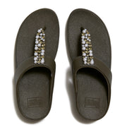 FINO Pearls-And-Crystal Toe-Post Sandals