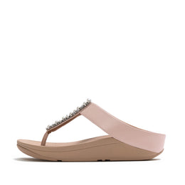 FINO Pearls-And-Crystal Toe-Post Sandals