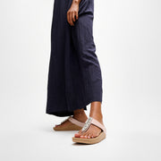 FINO Pearls-And-Crystal Toe-Post Sandals