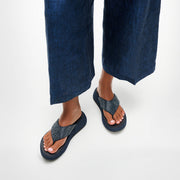 F-MODE Denim Toe-Post Sandals