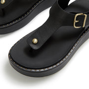 GEN-FF Max Buckle Tumbled-Leather Toe-Post Sandals