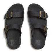 GOGH MOC Mens Buckle Embossed-Leather Slides