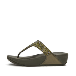 LULU Crystal-Mix Metallic Toe-Post Sandals