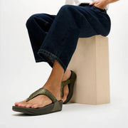 LULU Crystal-Mix Metallic Toe-Post Sandals