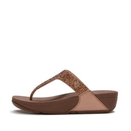 LULU Crystal-Mix Metallic Toe-Post Sandals