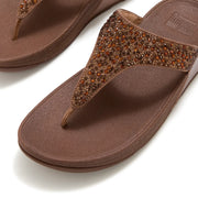 LULU Crystal-Mix Metallic Toe-Post Sandals