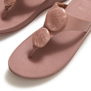 LULU Marbled-Stone Toe-Post Sandals