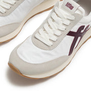 RETRO-Q FF Mens Fabric/Suede Trainers - Urban White/Dark Merlot