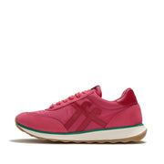 RETRO-Q Fabric/Suede Trainers - Berry Rose/Marine Green