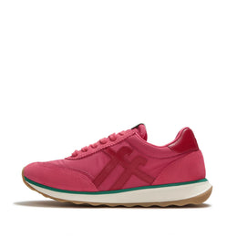 RETRO-Q Fabric/Suede Trainers - Berry Rose/Marine Green