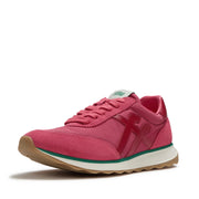 RETRO-Q Fabric/Suede Trainers - Berry Rose/Marine Green