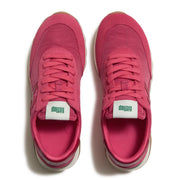 RETRO-Q Fabric/Suede Trainers - Berry Rose/Marine Green