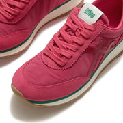RETRO-Q Fabric/Suede Trainers - Berry Rose/Marine Green